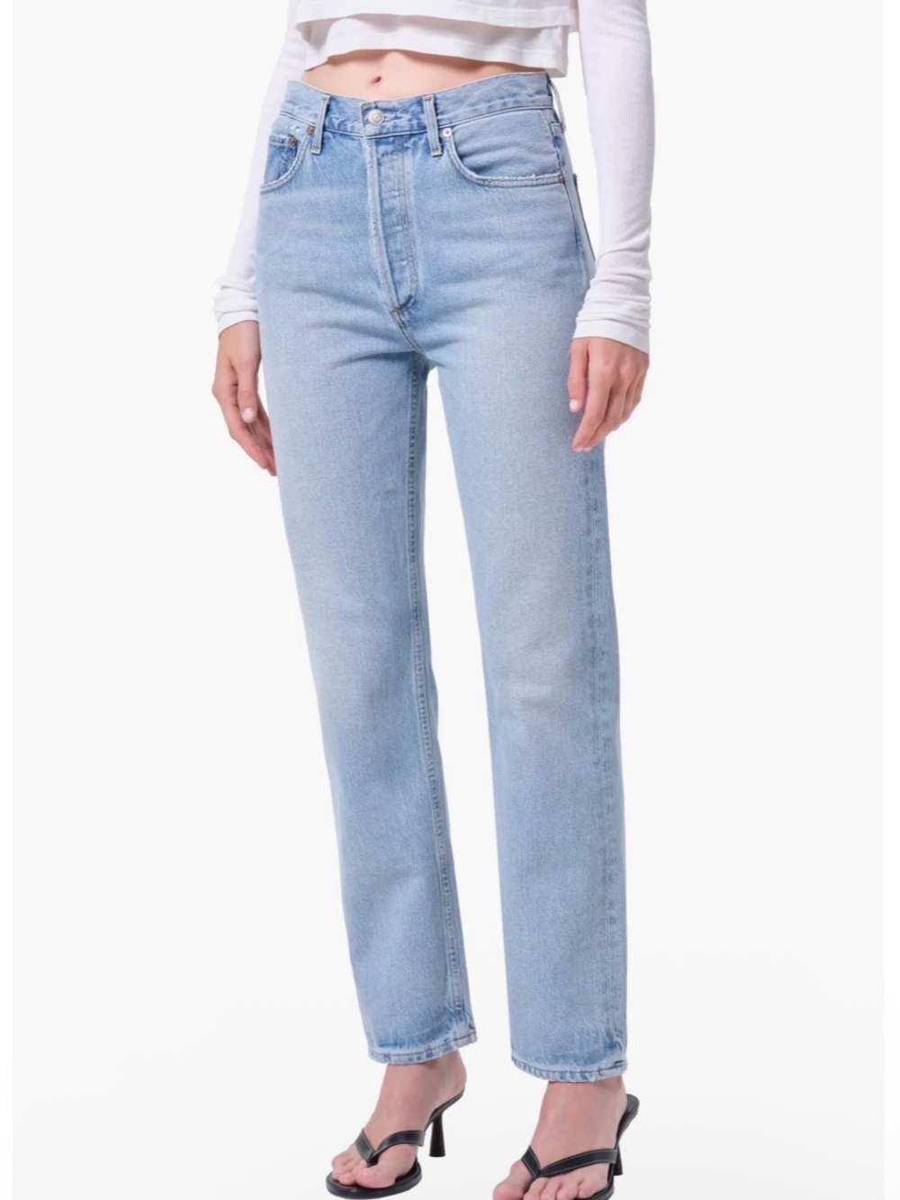 Agolde Pinch Waist High Rise Straight Leg Jeans Light Blue Minimalist Grunge Y2K